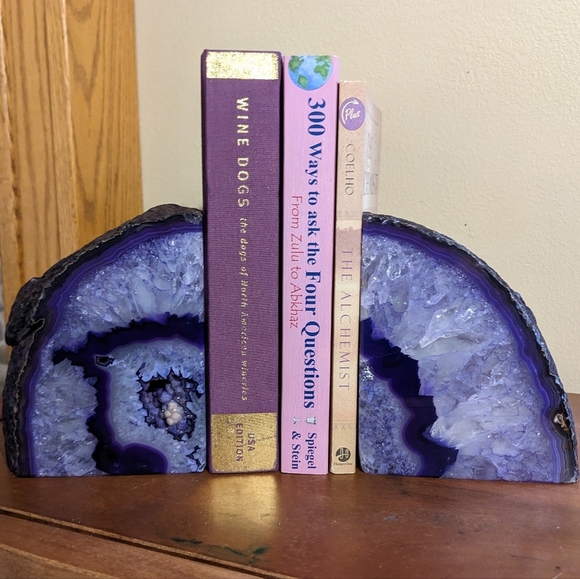 Brazilian Agate Other - Purple Agate Geode Sections Bookends 2pcs, Large w/ Lots of Sparkly Druzy!​